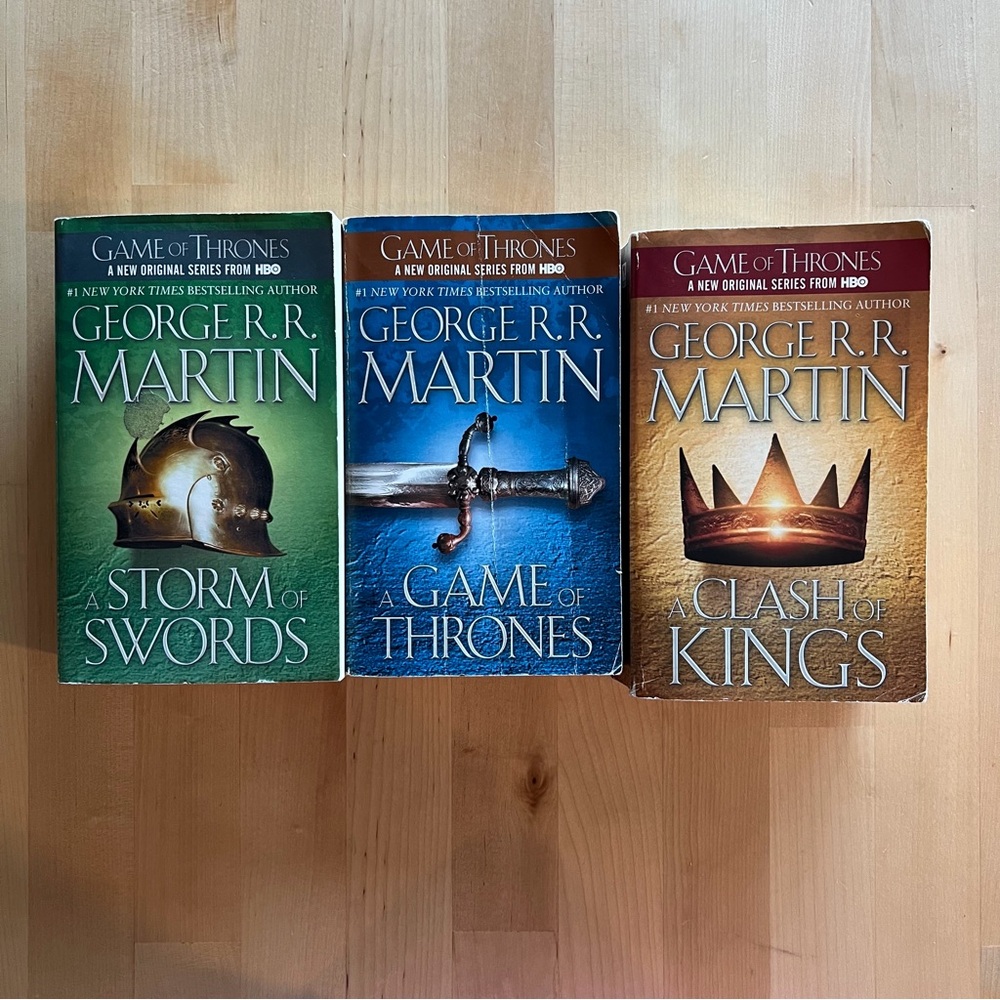 George R.R. Martin Game of Thrones Trilogy Set - Blue, Green, Gold Covers